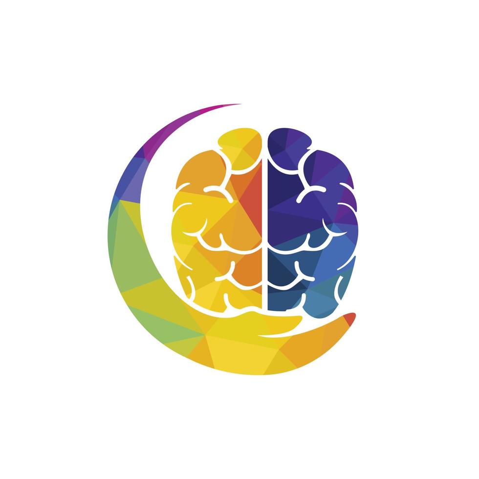 Brain care vector logo design. Human brain with hand icon logo design.