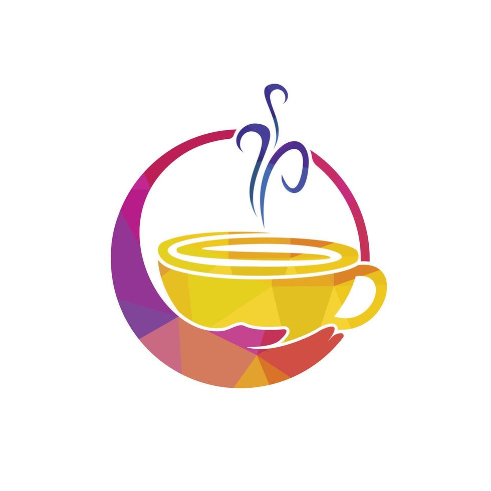 Healthy coffee and tea care vector logo design template.
