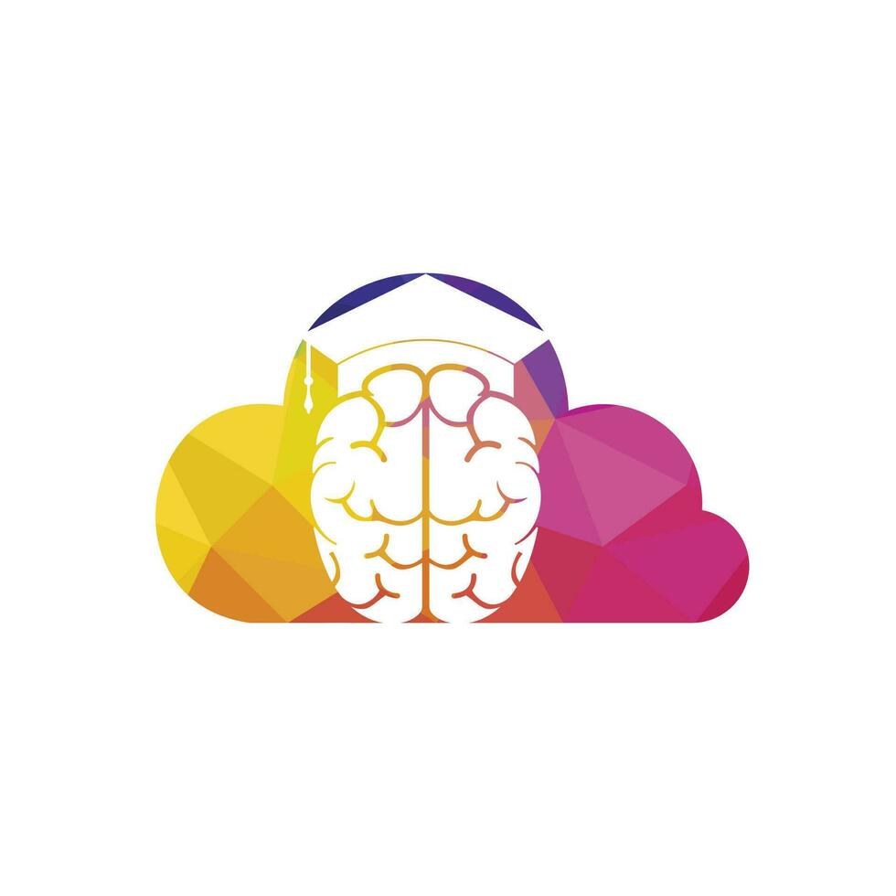 cerebro y graduación gorra con nube icono diseño. educativo y institucional logo diseño. vector