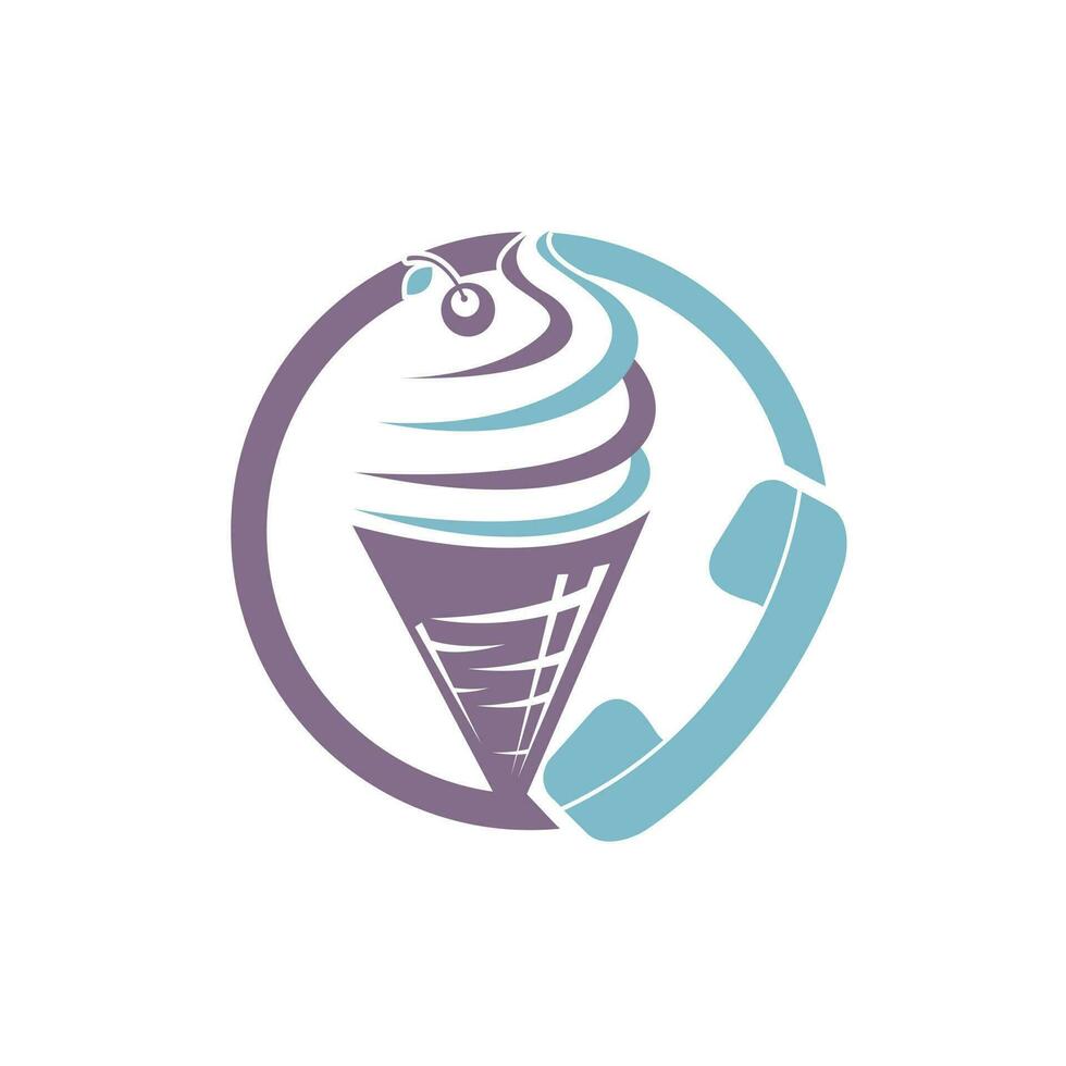 Ice Cream call vector logo design template. Ice cream delivery service logo concept.