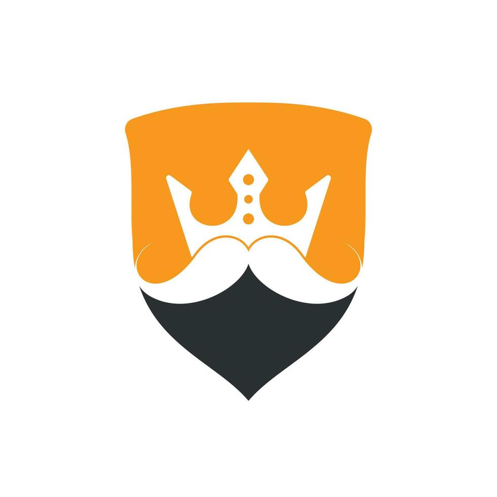 diseño del logotipo del vector del rey del bigote. elegante logotipo de corona de bigote con estilo.