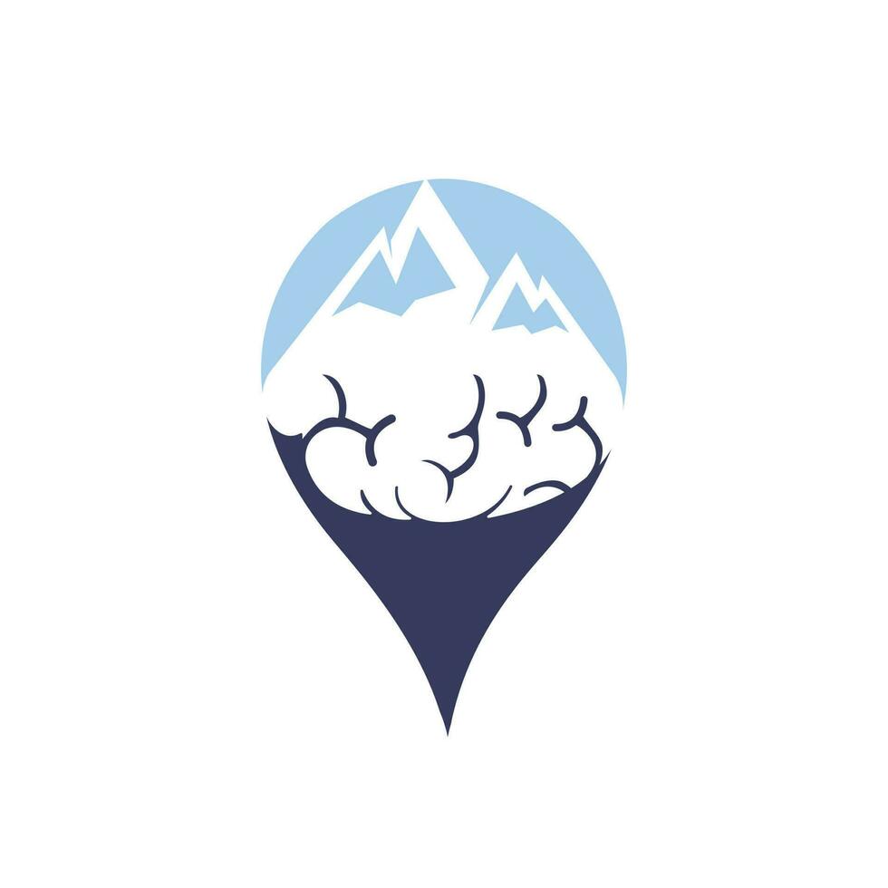 Brain mountain vector logo design template.