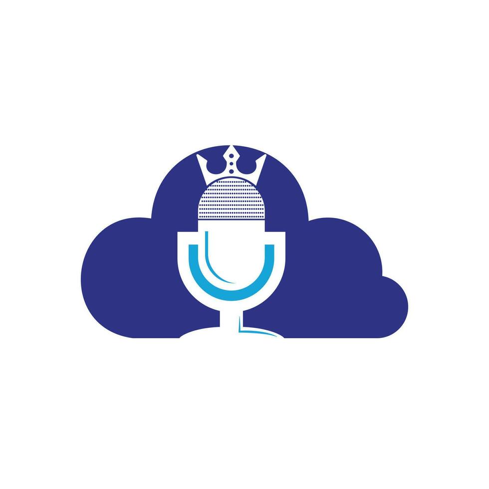 Podcast king vector logo design. King music logo design concept.