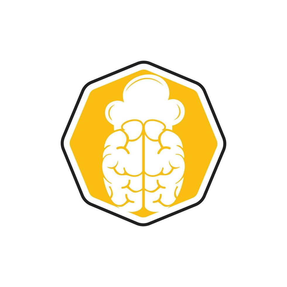 concepto de diseño de logotipo de vector de chef inteligente. icono de cerebro y sombrero de chef.