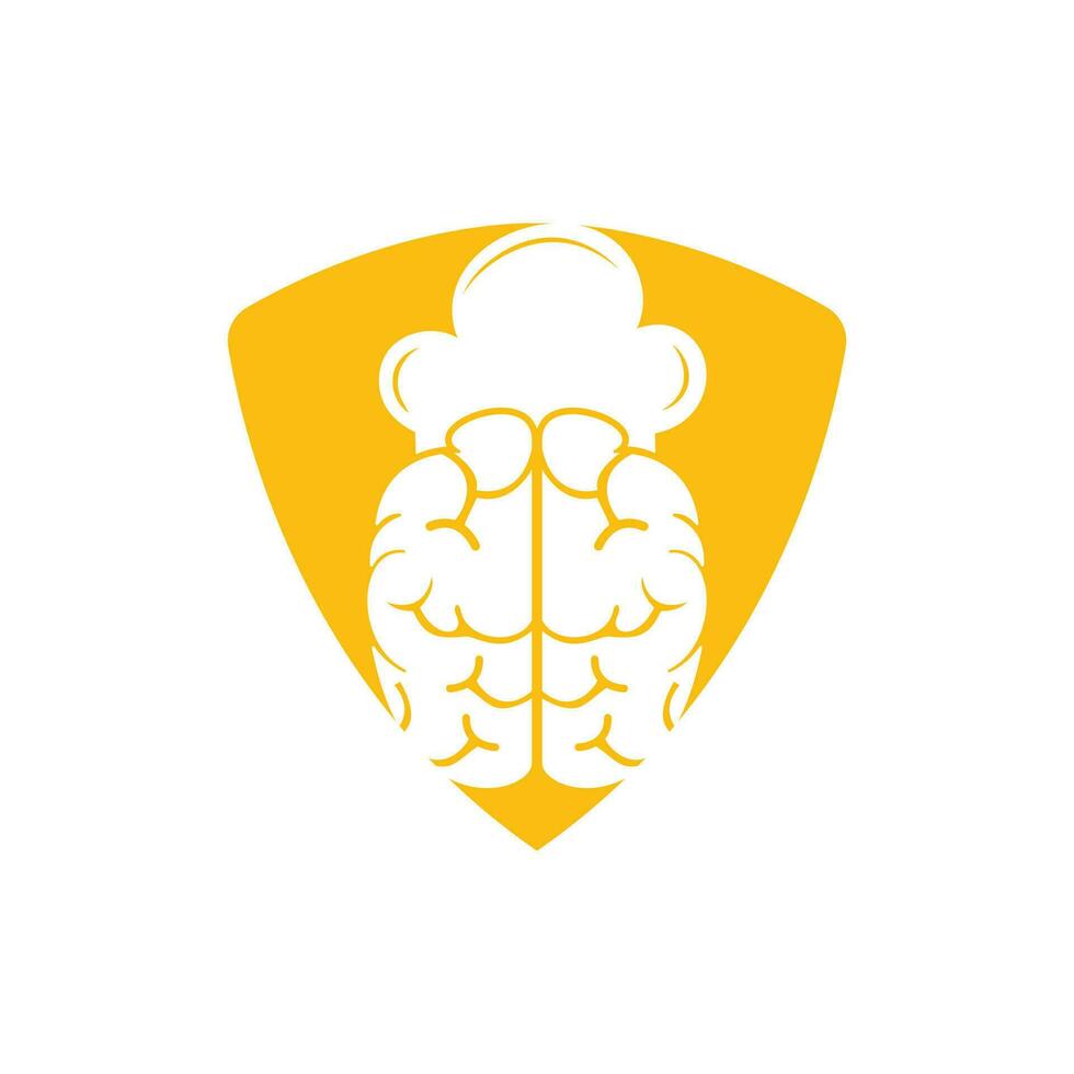 Smart chef vector logo design concept. Brain and chef hat icon.