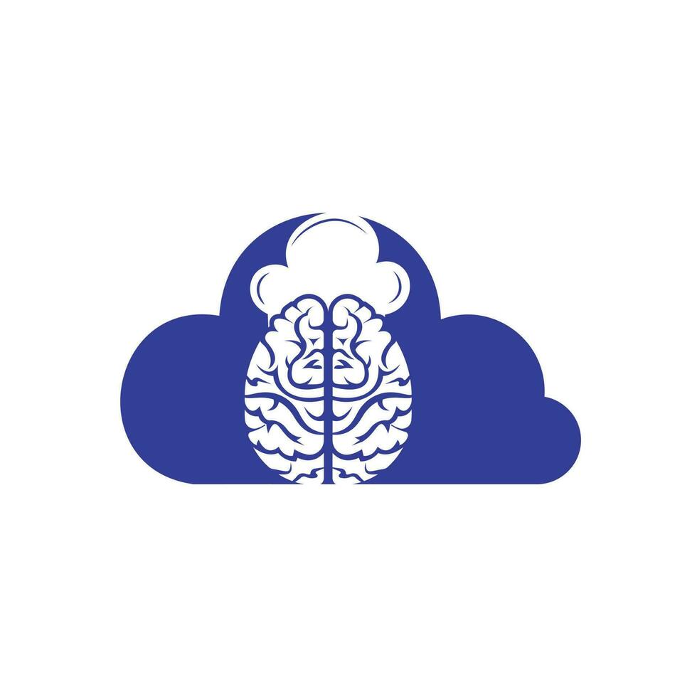 concepto de diseño de logotipo de vector de chef inteligente. icono de cerebro y sombrero de chef.