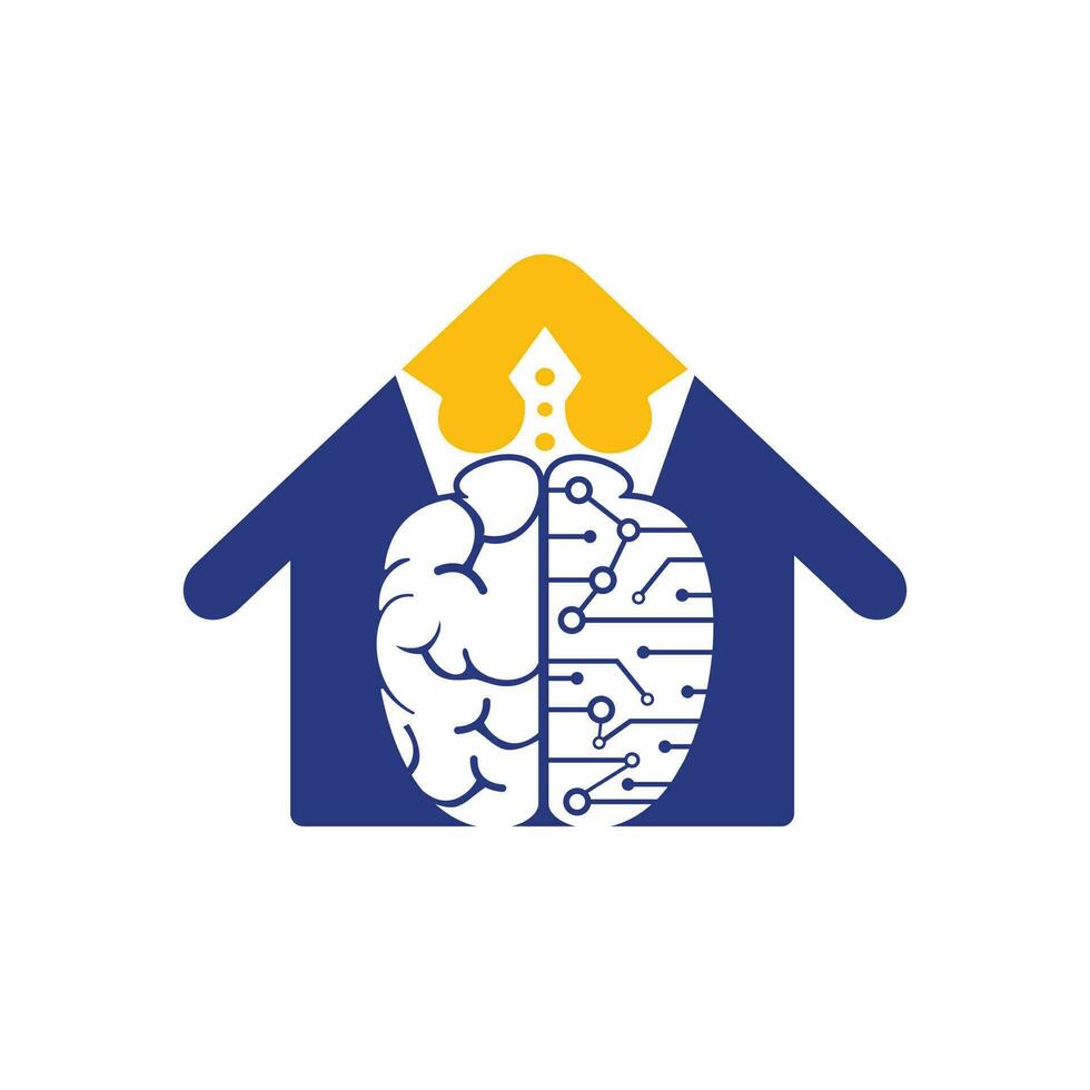 Smart king vector logo design. Human brain with crown icon design.