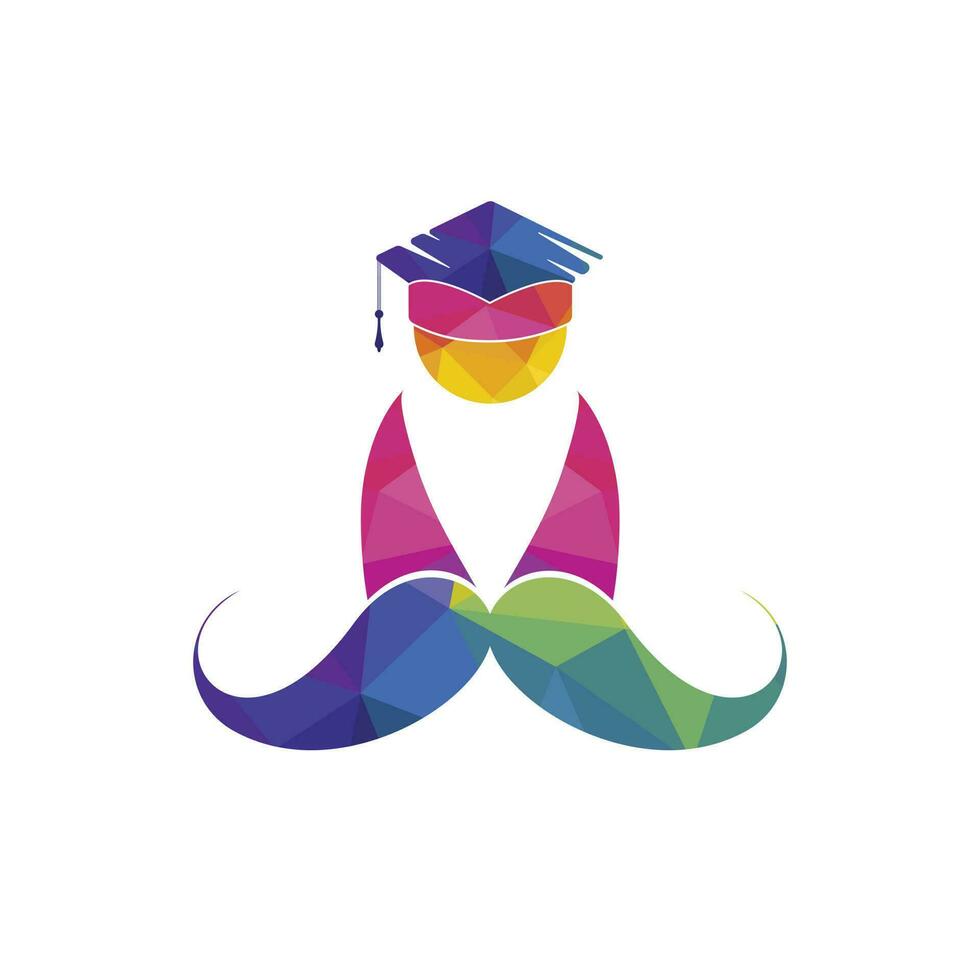 Strong education logo design template. Student with mustache icon logo design. vector