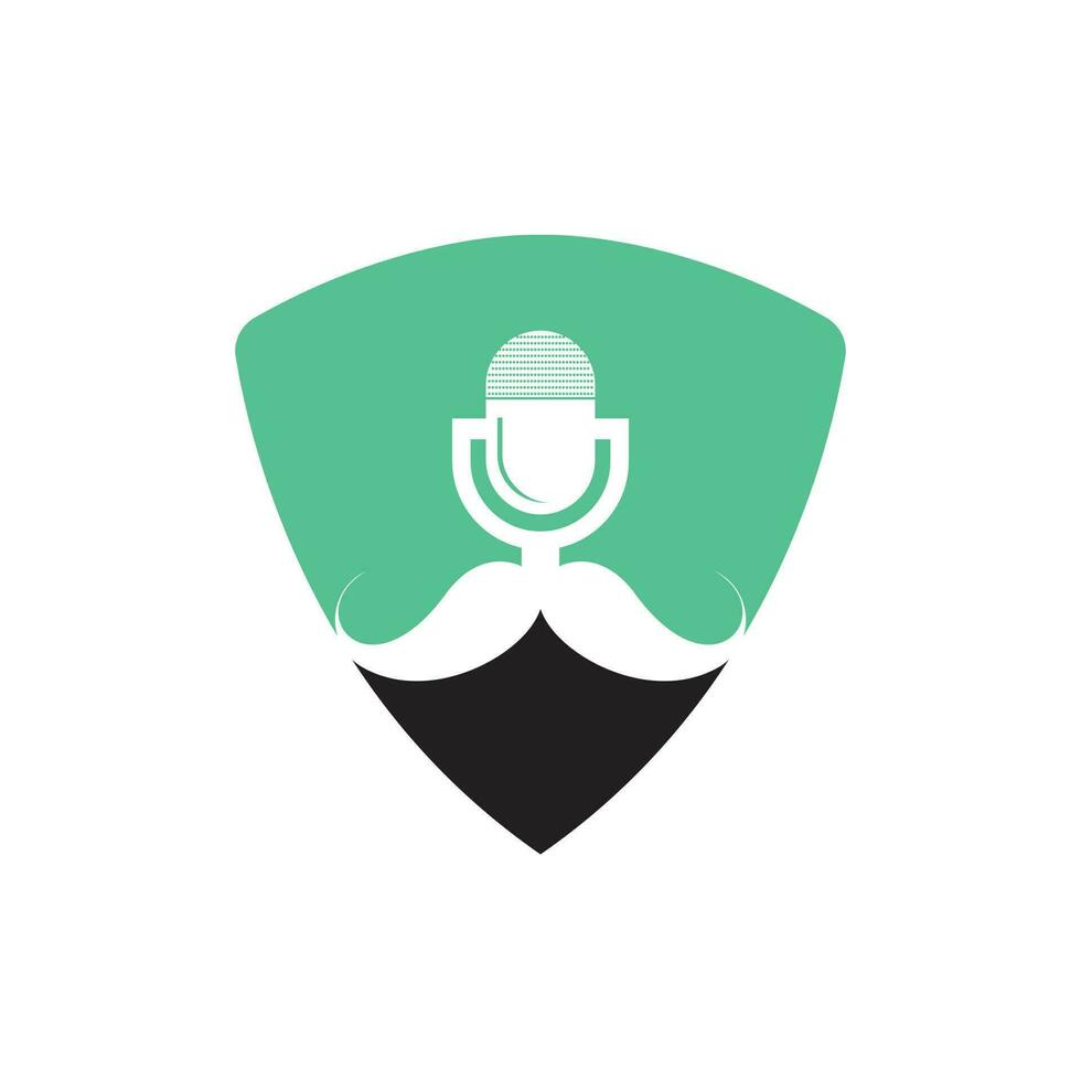 Gentleman podcast logo design template. Mustache podcast icon. vector
