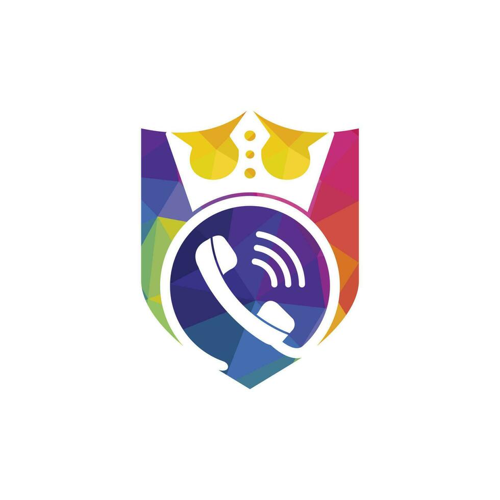 King call vector logo design. Handset and crown icon design.