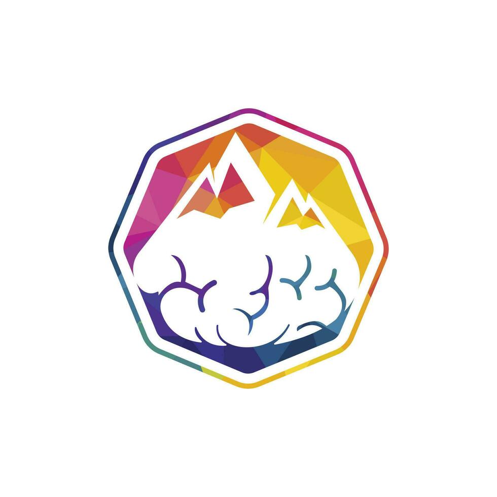 Brain mountain vector logo design template.