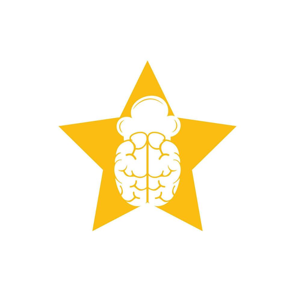 concepto de diseño de logotipo de vector de chef inteligente. icono de cerebro y sombrero de chef.