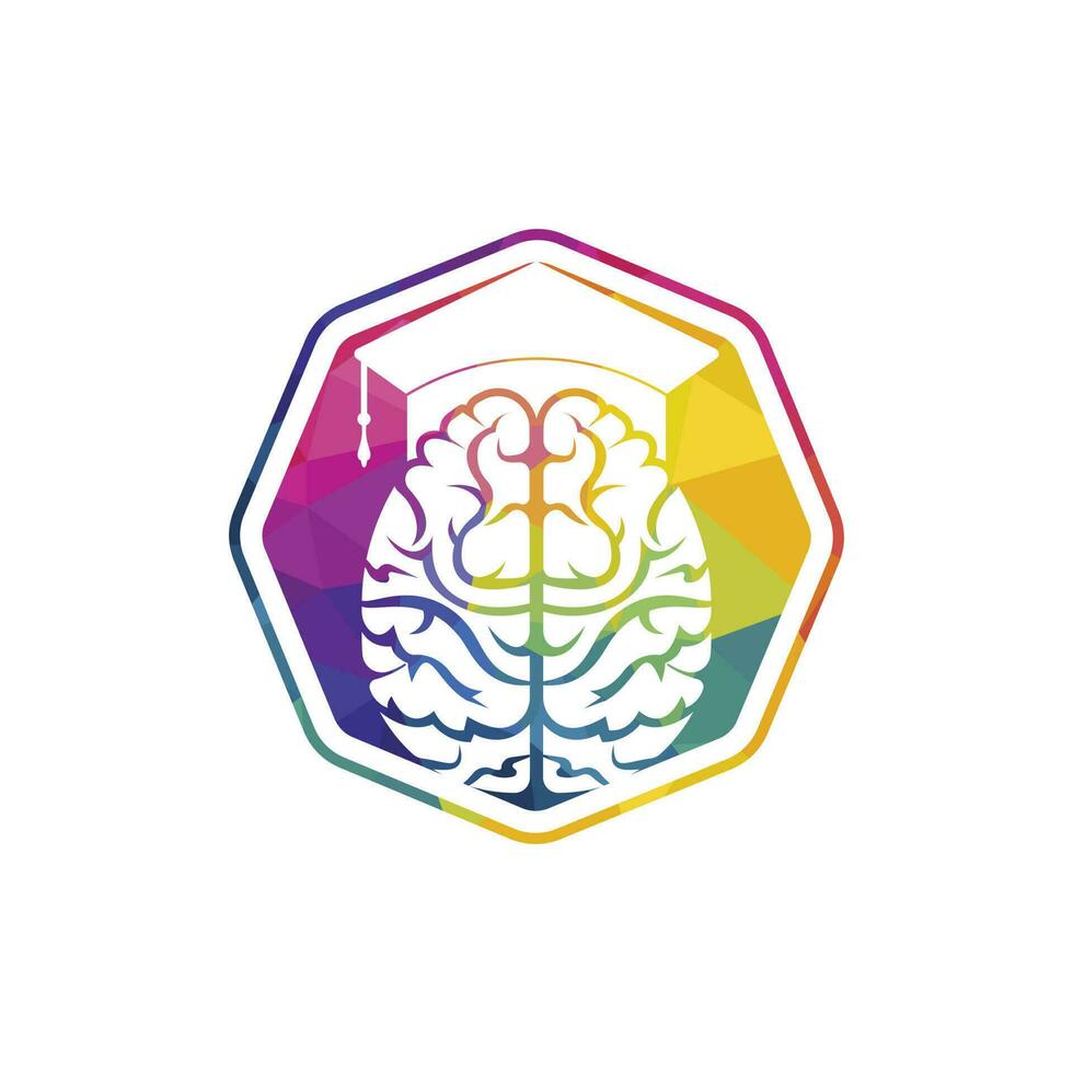 diseño de iconos de cerebro y gorra de graduación. diseño de logotipo educativo e institucional. vector