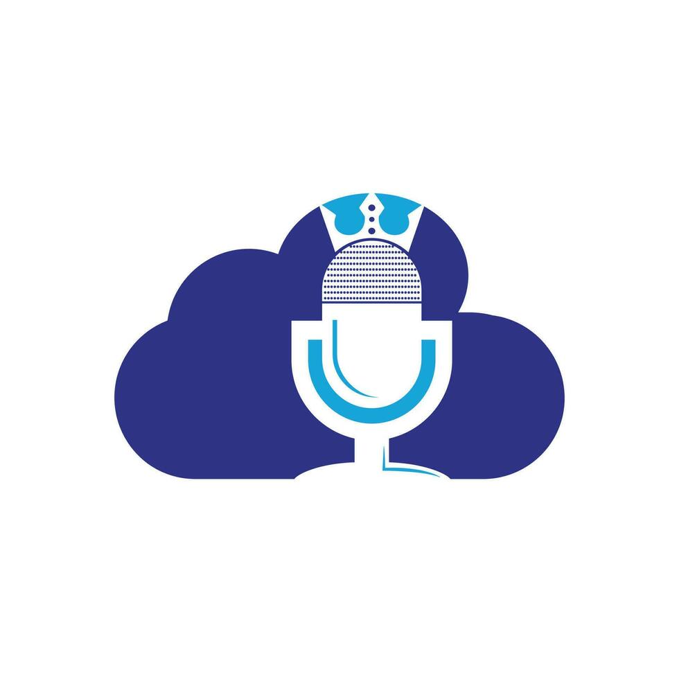 Podcast king vector logo design. King music logo design concept.