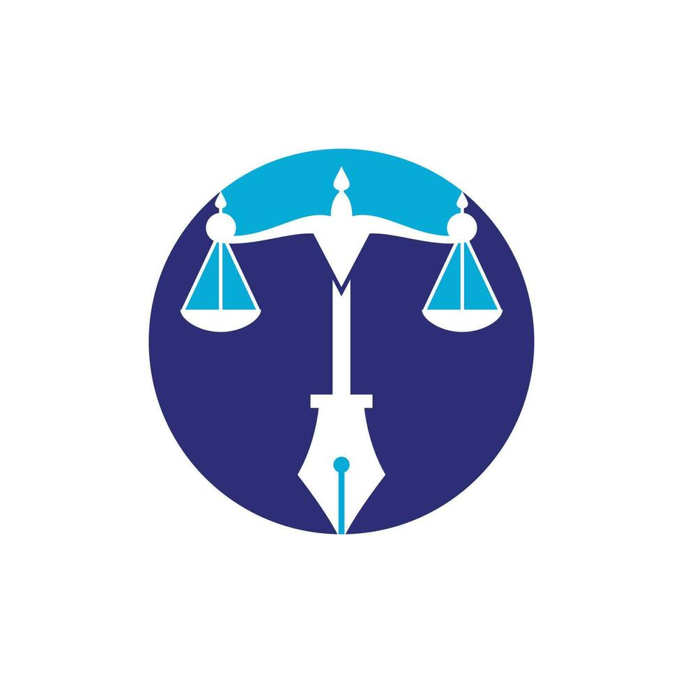 vector del logotipo de la ley con equilibrio judicial simbólico de la escala de justicia en un plumín. vector de logotipo para la ley, la corte, los servicios de justicia y las empresas.