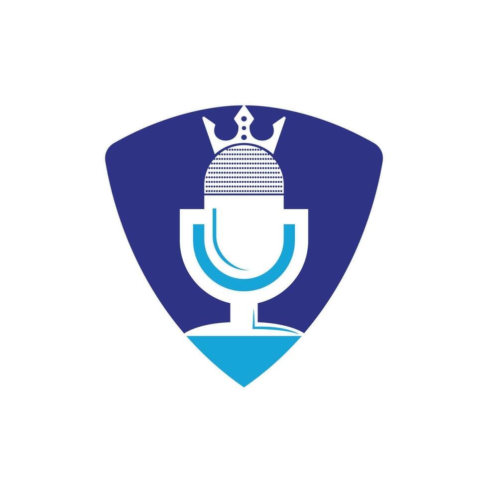 diseño del logotipo del vector del rey del podcast. concepto de diseño del logo de la música king.