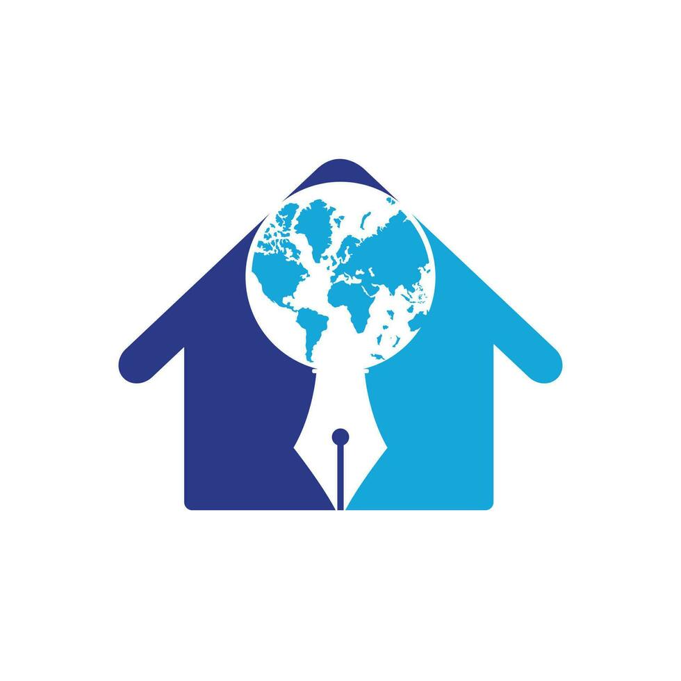 Pen nib and globe logo vector. Education Logo. Institutional and educational vector logo design.