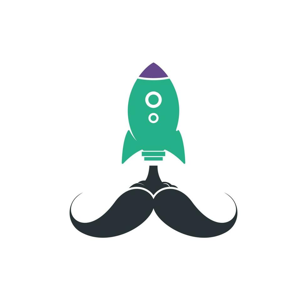 Mustache rocket vector logo design template.