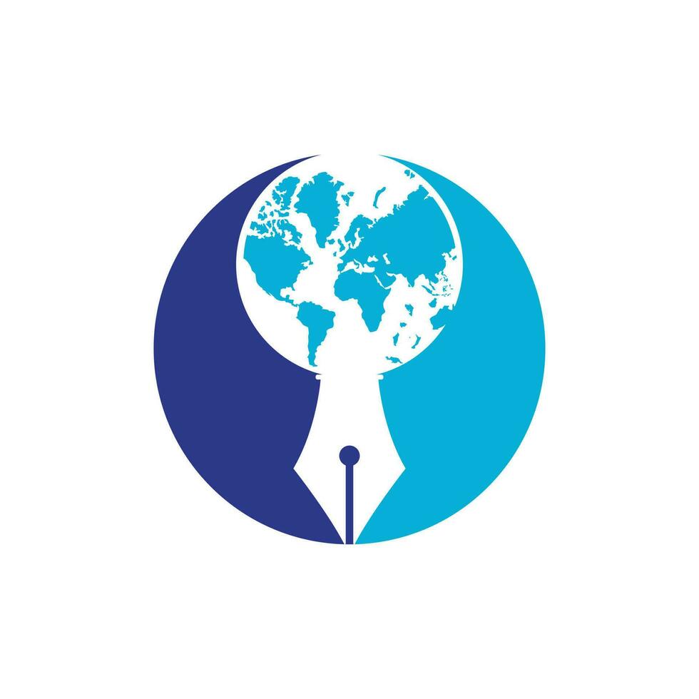 Pen nib and globe logo vector. Education Logo. Institutional and educational vector logo design.