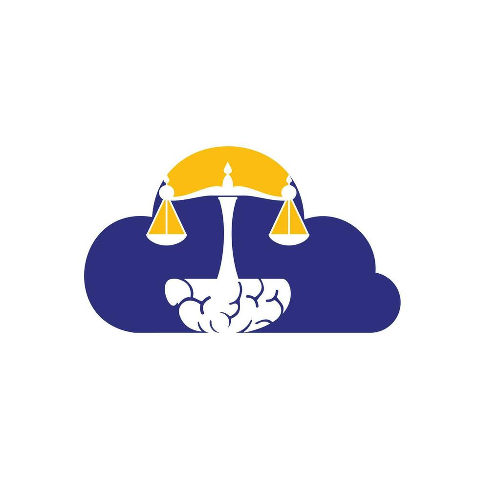 diseño del logotipo del vector de la ley cerebral. concepto de logotipo de bufete de abogados inteligente.