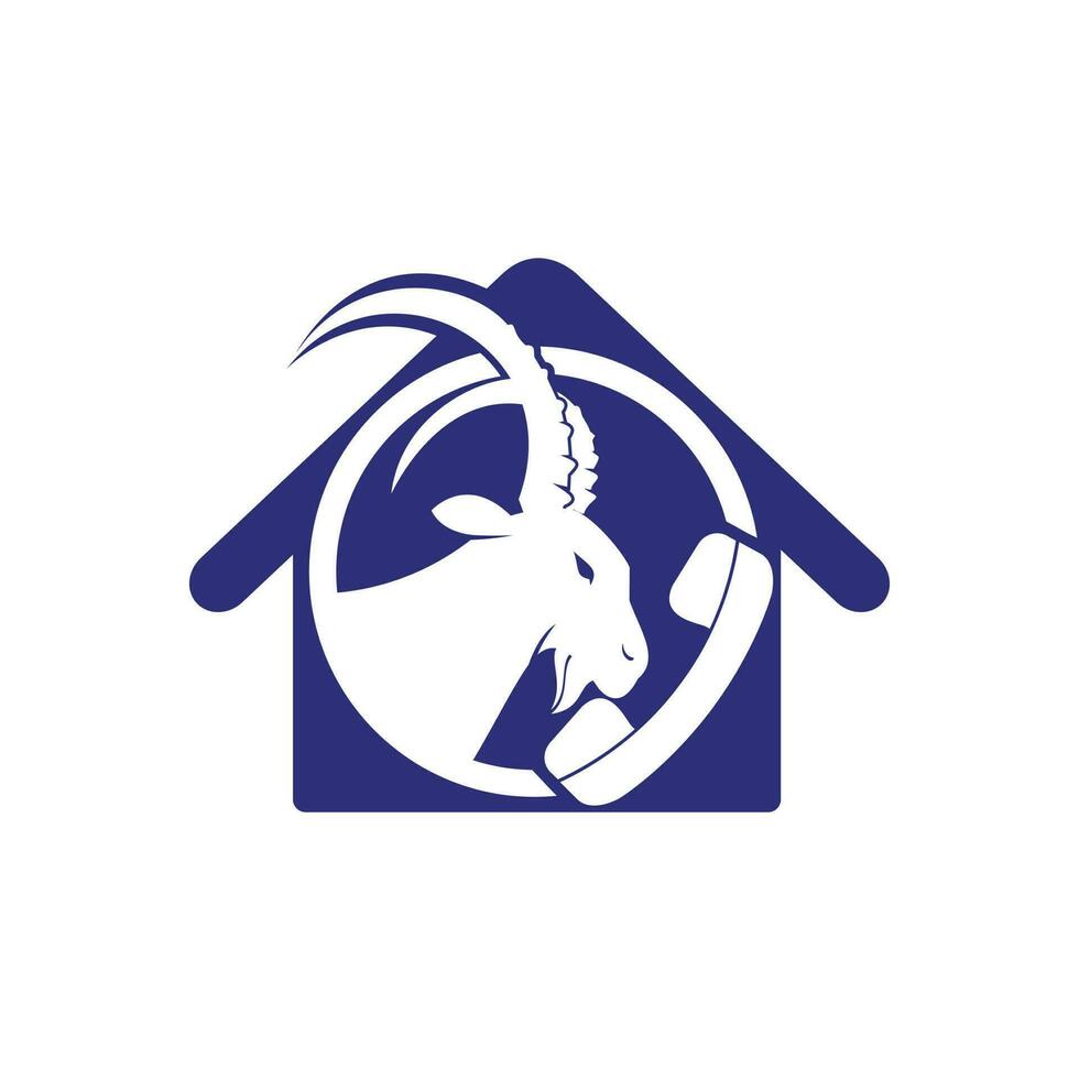 Handset with goat icon vector logo design template.