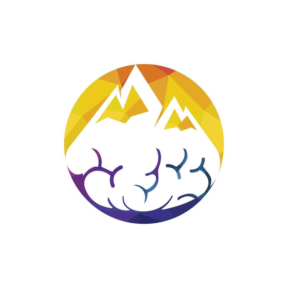 Brain mountain vector logo design template.