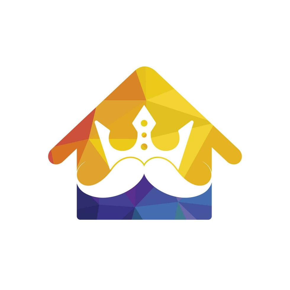 Mustache king vector logo design. Elegant stylish mustache crown logo.