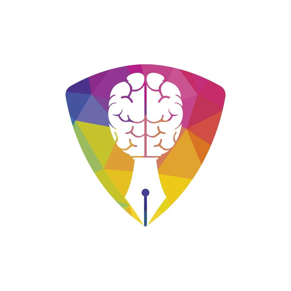 Brain pen vector logo design template. Smart creative education logo concept.