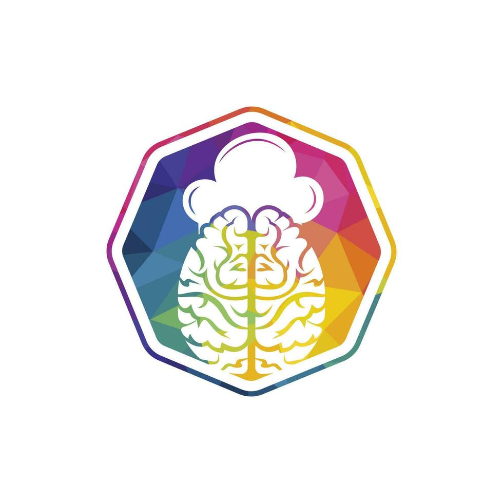 Smart chef vector logo design concept. Brain and chef hat icon.