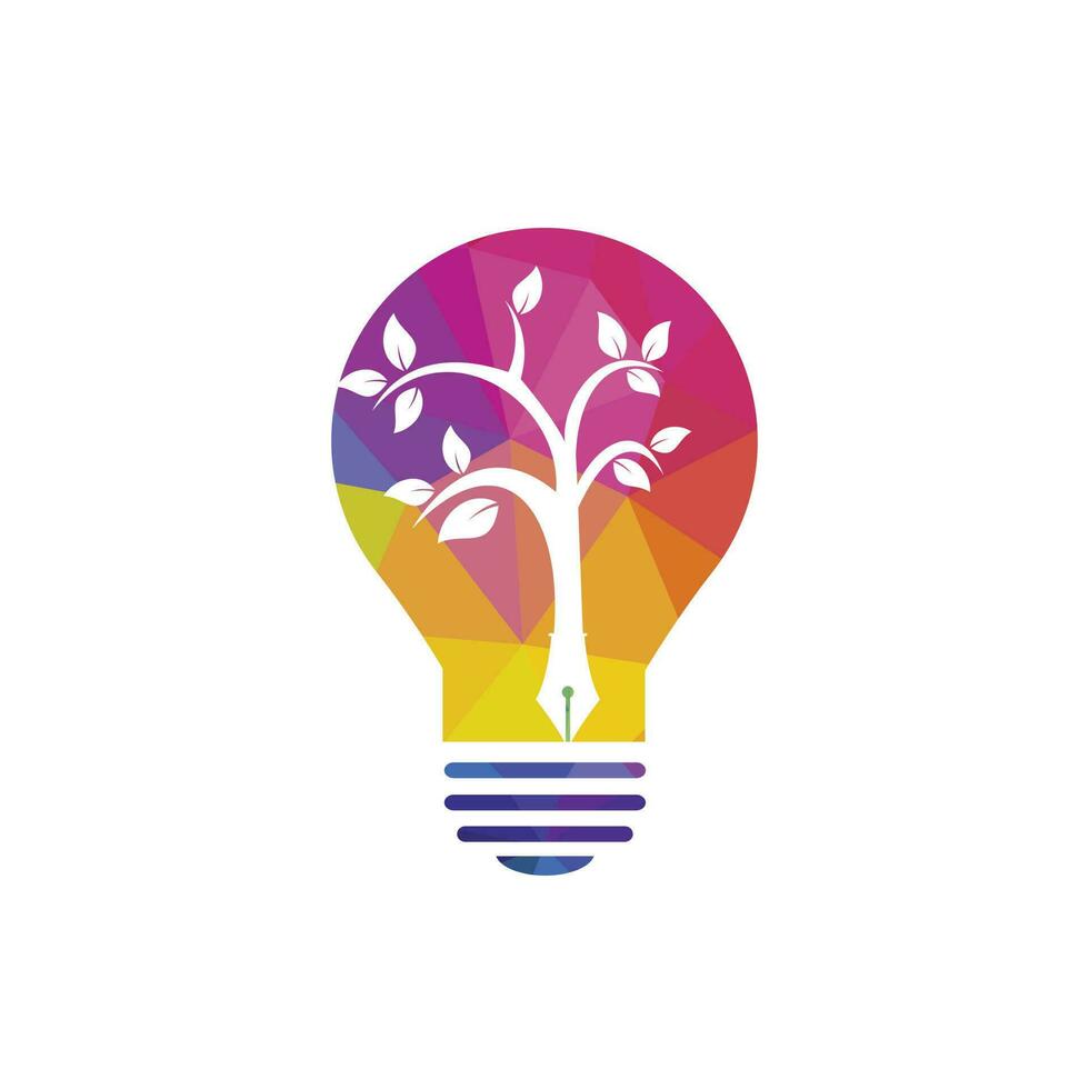 Tree pen vector logo design template. Tech writer and nature logo concept.