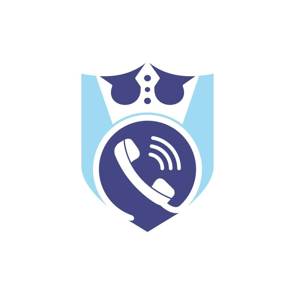 King call vector logo design. Handset and crown icon design.