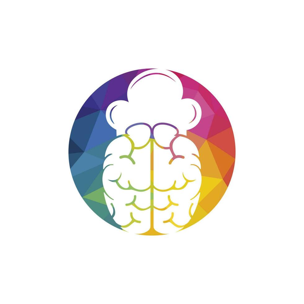 concepto de diseño de logotipo de vector de chef inteligente. icono de cerebro y sombrero de chef.