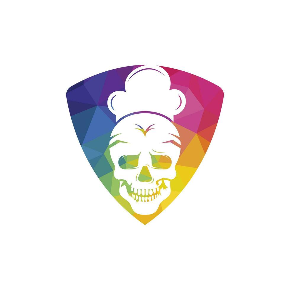 Skull chef vector logo design template. Vector graphics of skull head chef hat combination.