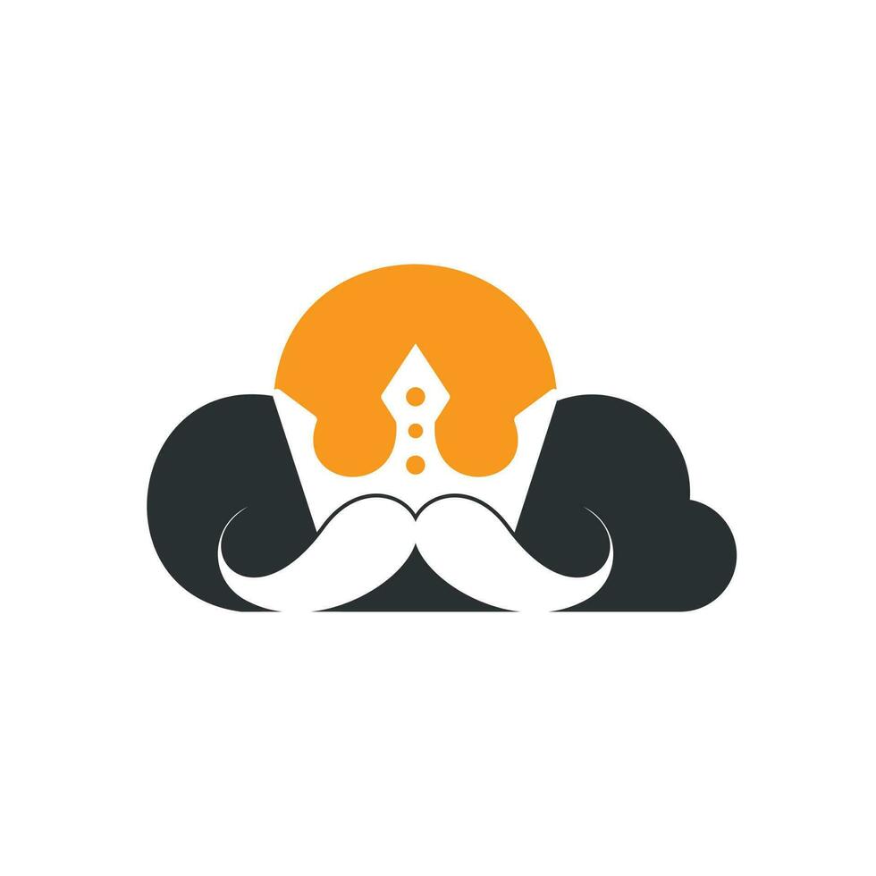 Mustache king vector logo design. Elegant stylish mustache crown logo.