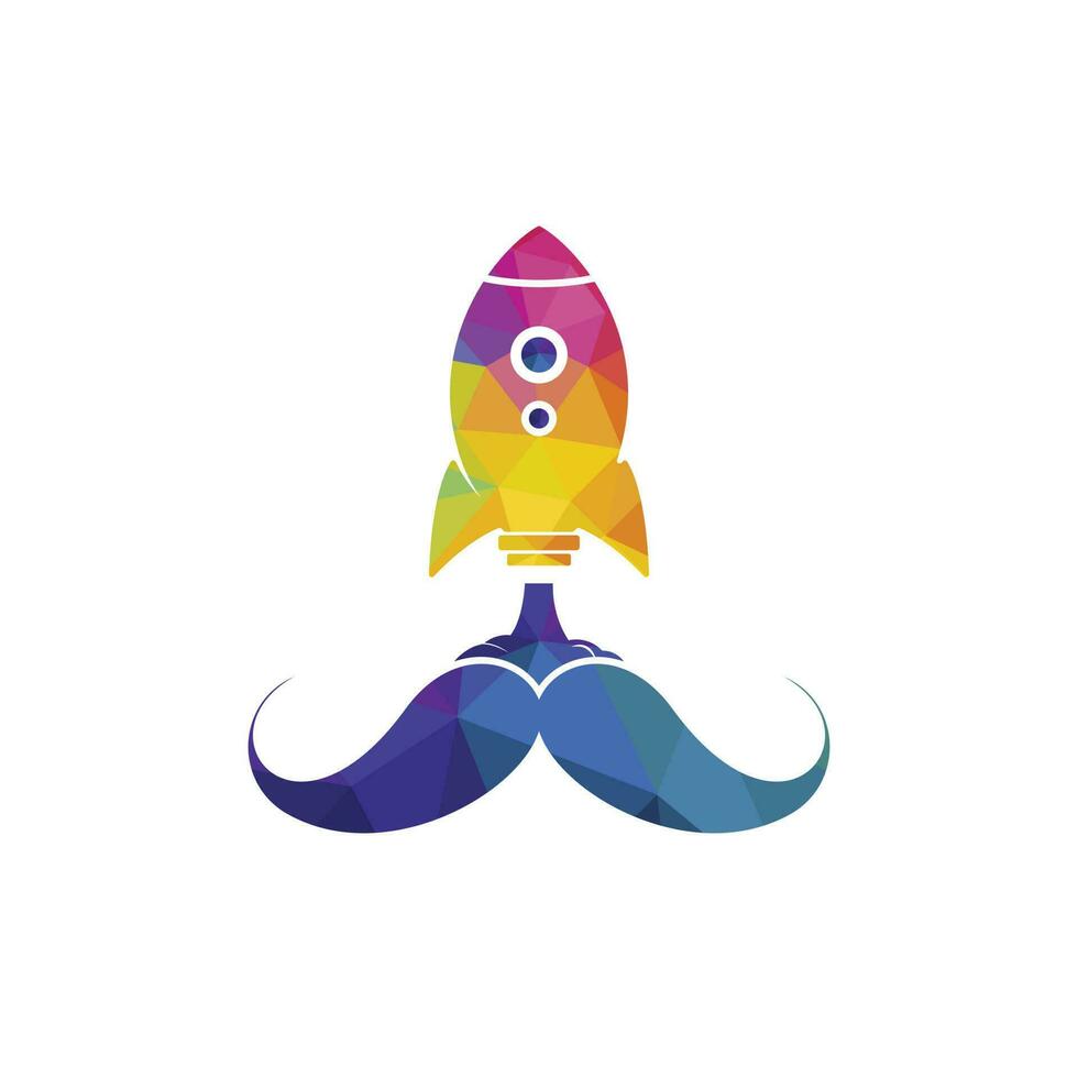 Mustache rocket vector logo design template.