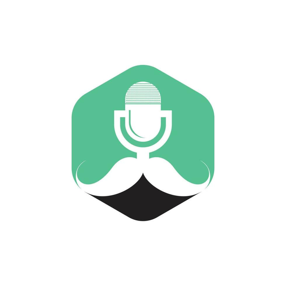 Gentleman podcast logo design template. Mustache podcast icon. vector