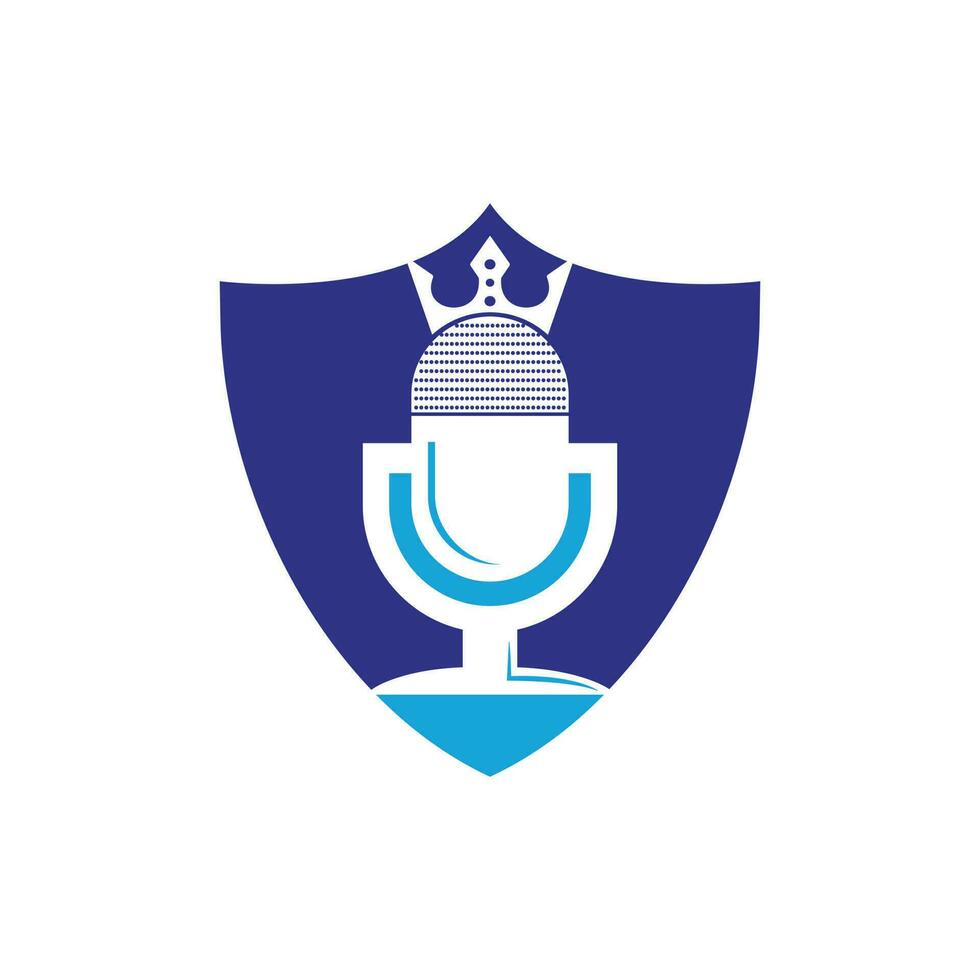 diseño del logotipo del vector del rey del podcast. concepto de diseño del logo de la música king.