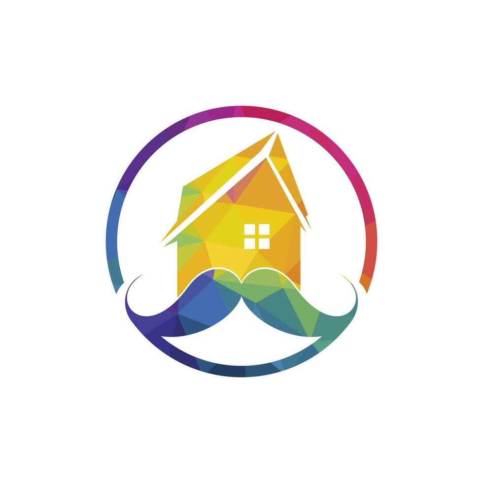 diseño de logotipo de vector de casa de bigote. concepto de diseño de logotipo de casa fuerte.