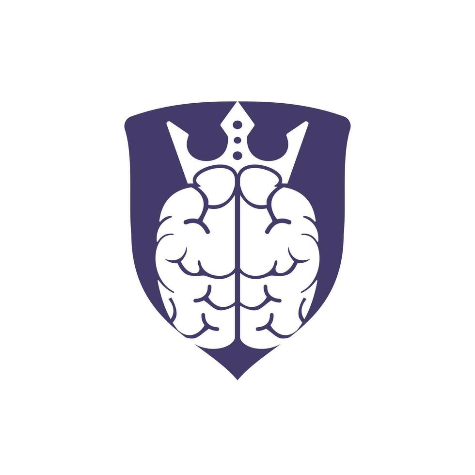 Smart king vector logo design. Human brain with crown icon design.