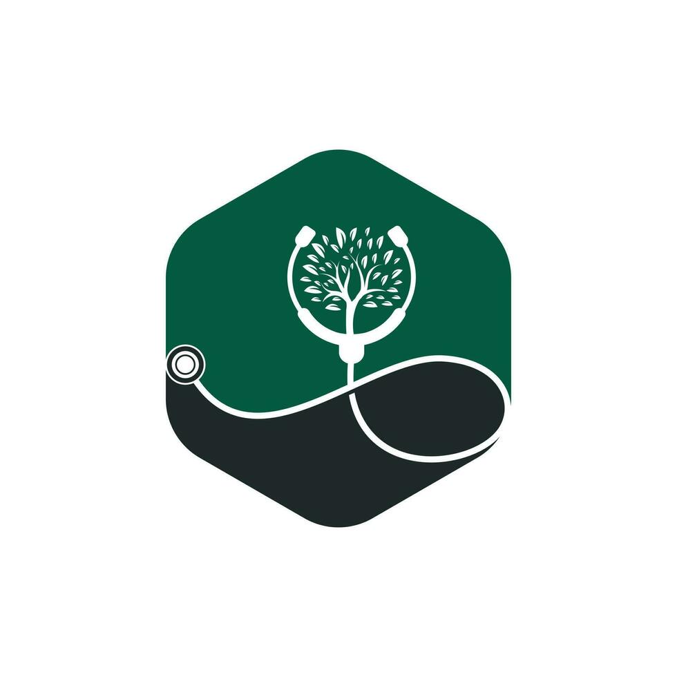 Health stethoscope vector logo design. Stethoscope with tree icon vector design.