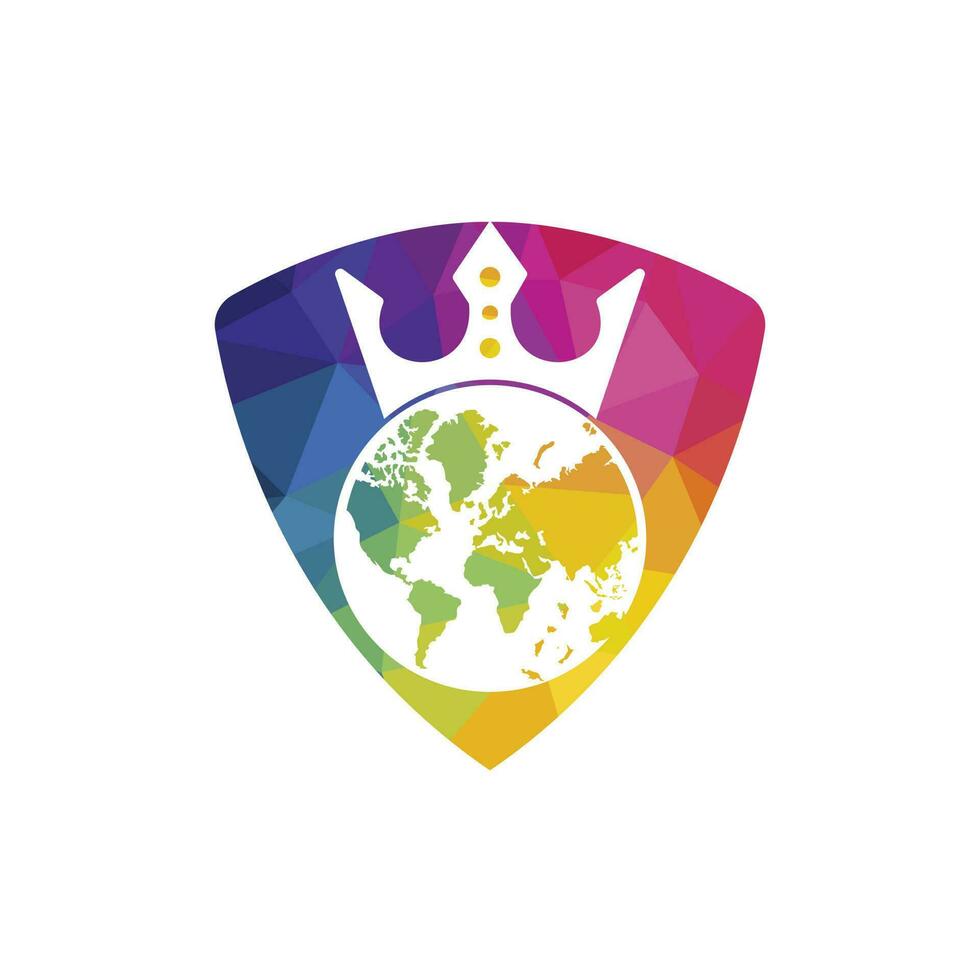 King Planet Vector Logo Design. Globe King Logo Icon Design.