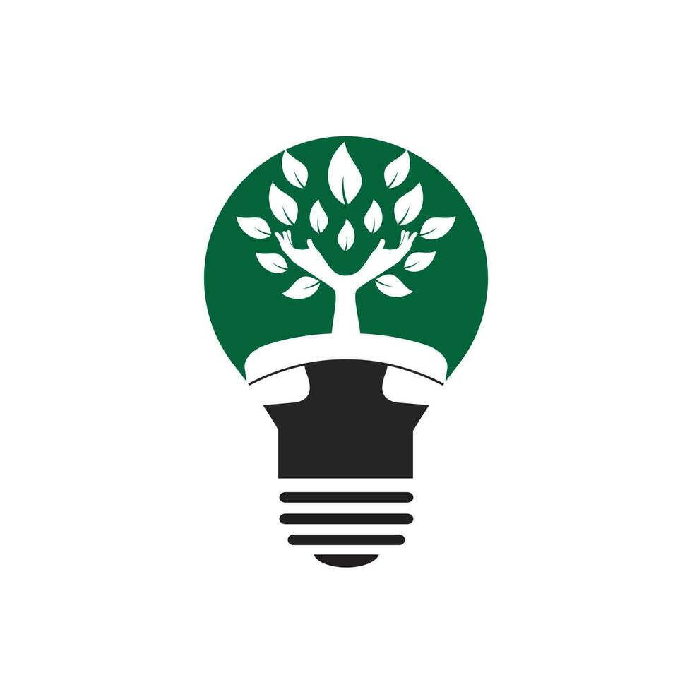 Nature call vector logo design. Handset and hand tree icon design template.