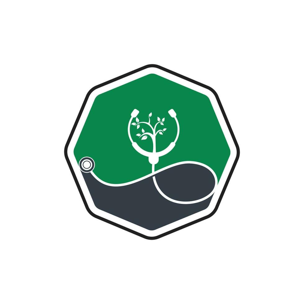Health stethoscope vector logo design. Stethoscope with tree icon vector design.