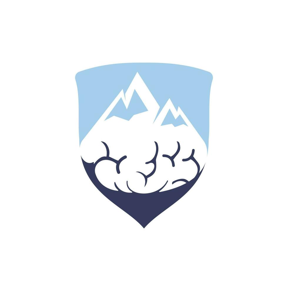 Brain mountain vector logo design template.