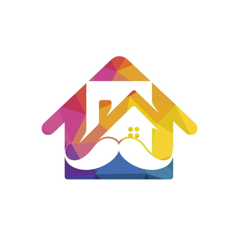 Mustache home vector logo design. Strong house logo design concept.