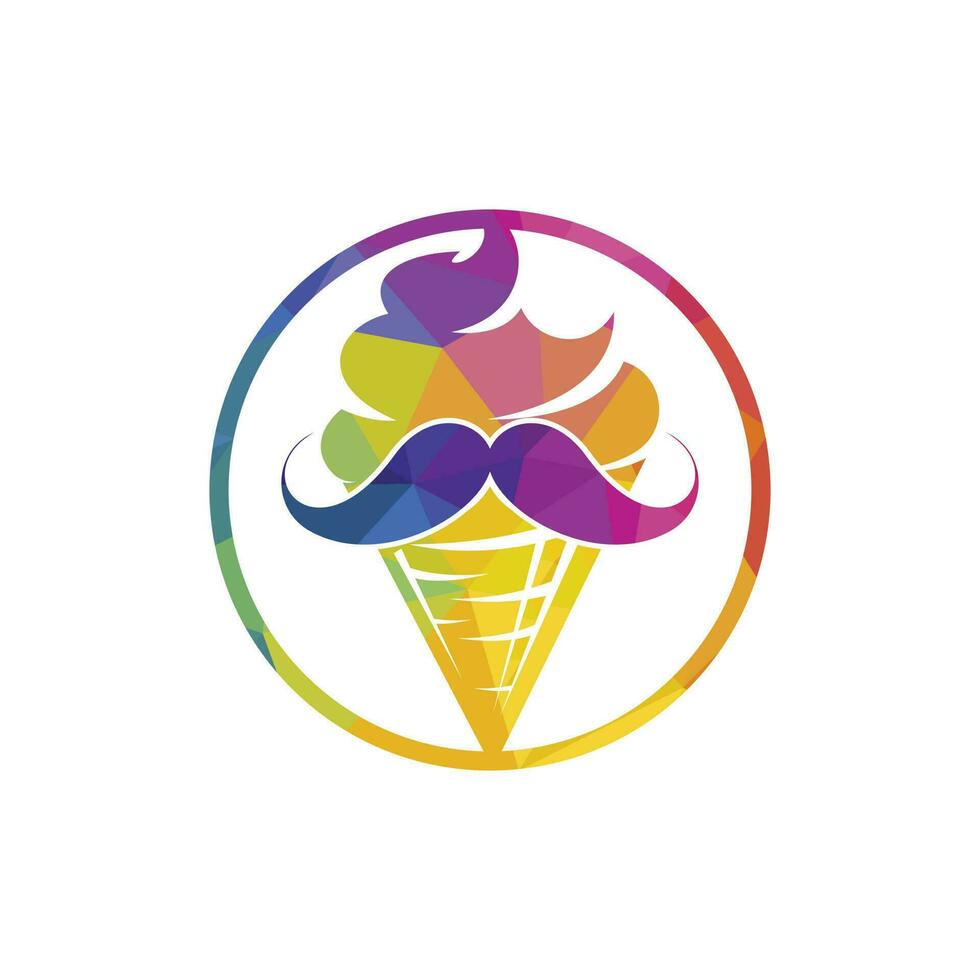 Mister ice cream vector logo design. Ice cream with mustache icon logo design.