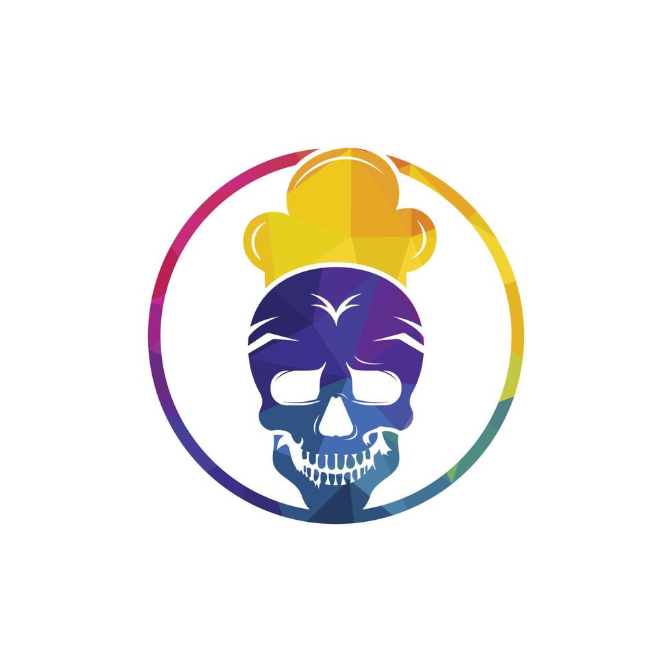 Skull chef vector logo design template. Vector graphics of skull head chef hat combination.