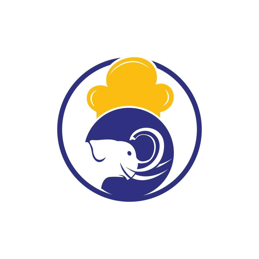 Elephant chef vector logo design template.