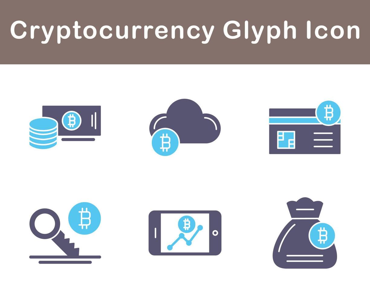 Bitcoin And Cryptocurrency Vector Icon Set