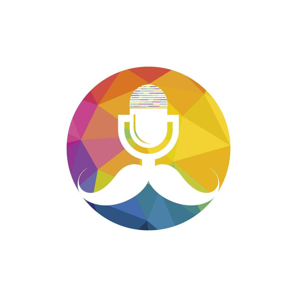 Gentleman podcast logo design template. Mustache podcast icon. vector